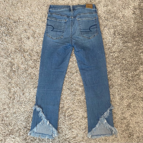 American Eagle Ankle Cropped Frayed Foldover Hem Women Jeans - Picture 1 of 7